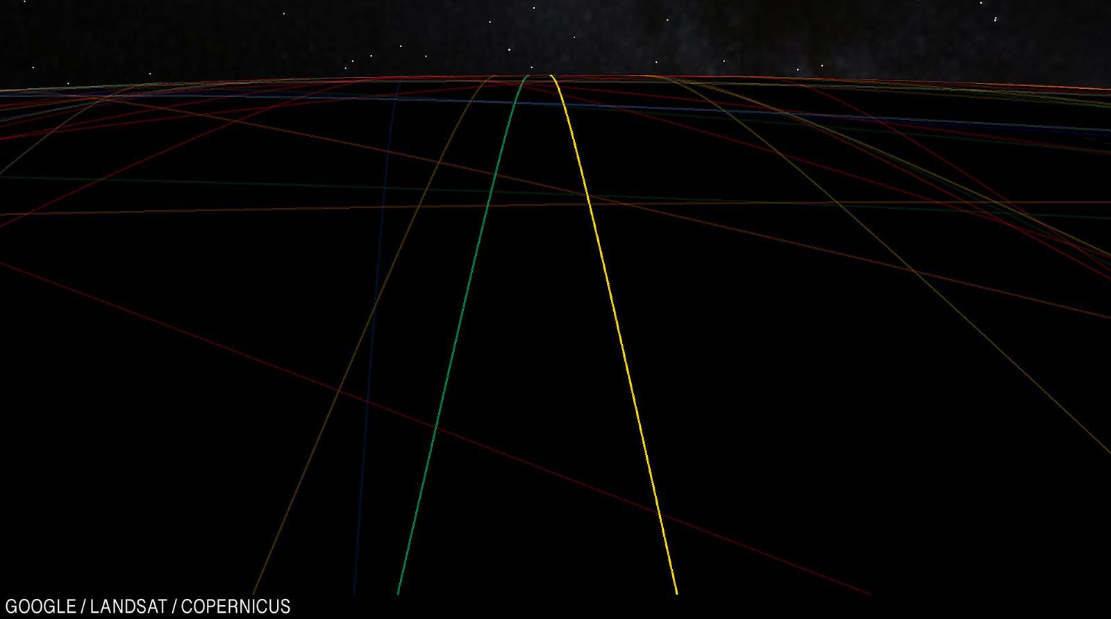 Поля Технологического института Джорджии и Университета штата Мичиган ночью.