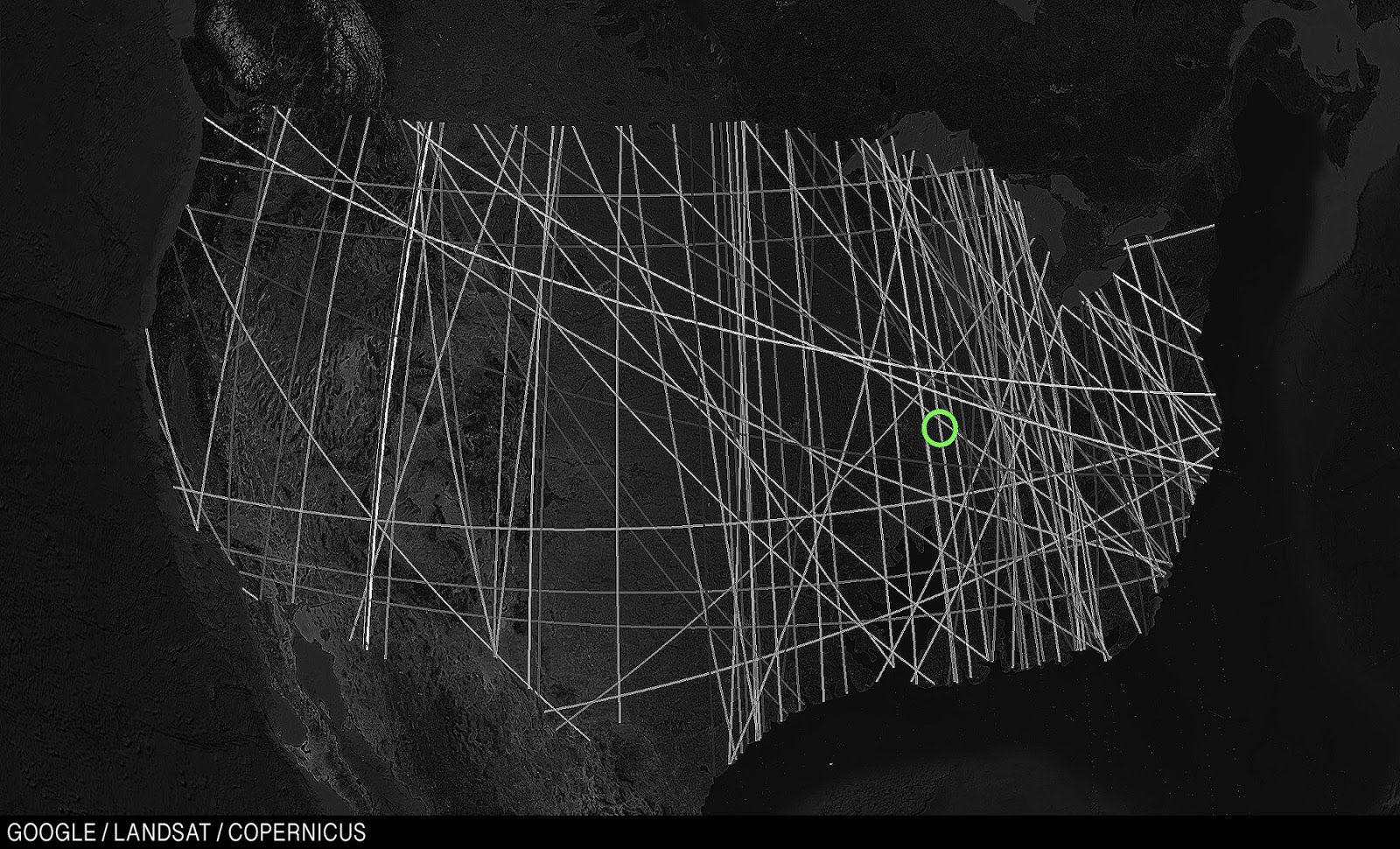 Карта 111 полей, где помечан городок Иука, Иллинойс.
