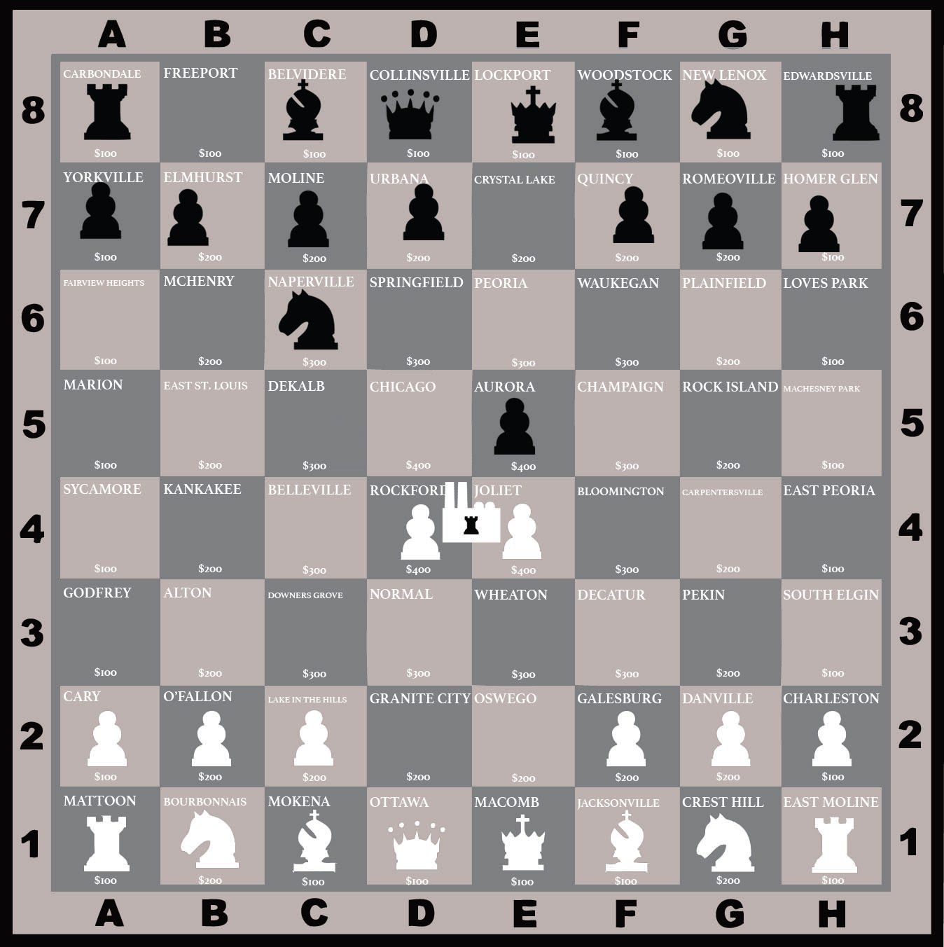 Доска с «фабрикой ладей» посередине.