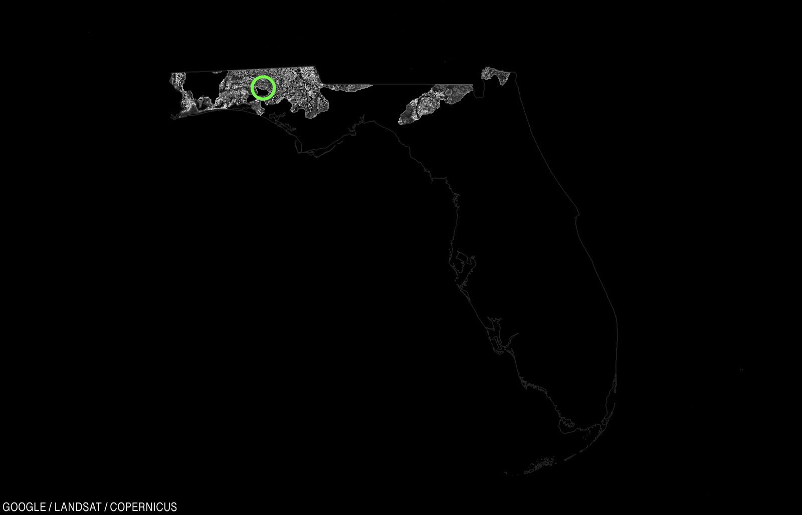 Карта Флориды, большая часть которой затоплена.