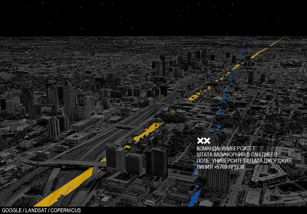 Два игрока Университета штата Калифорния в Сан-Диего находятся на поле Университета штата Джорджия.