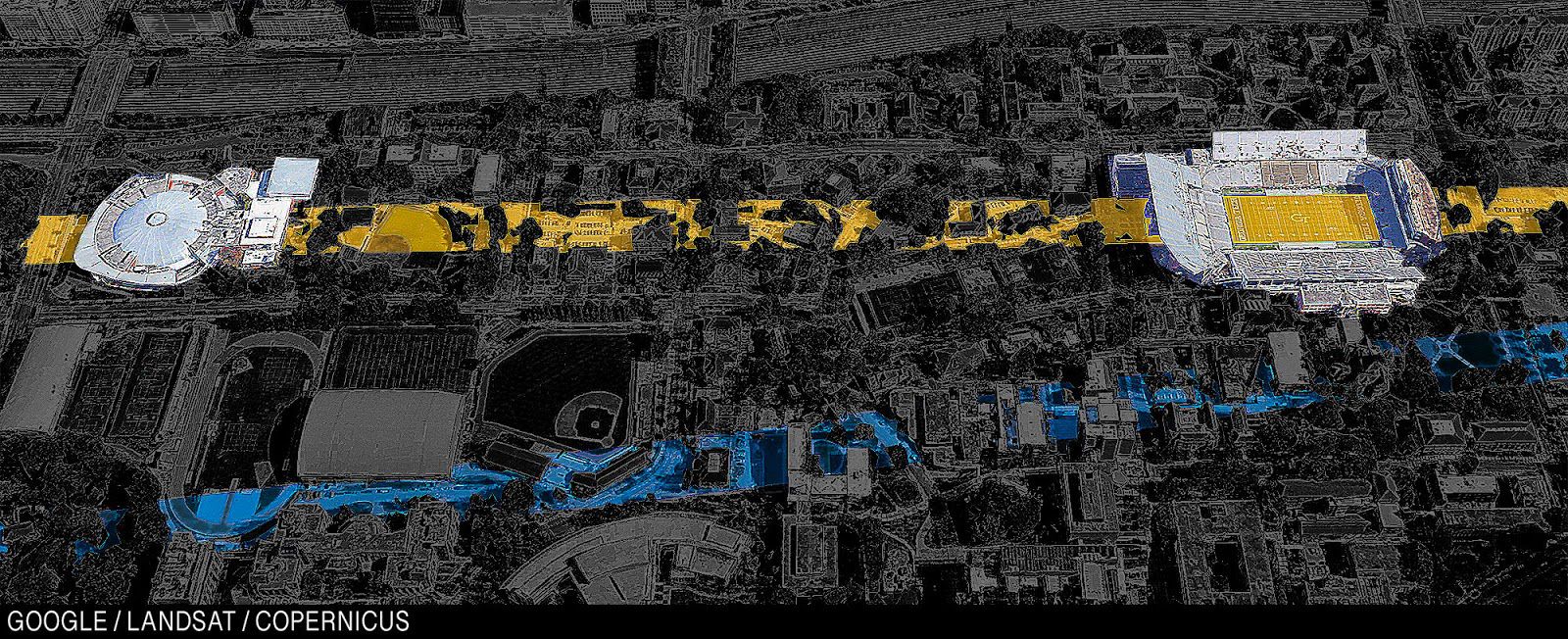 Стадион Бобби Додда и павильон Маккамиша.