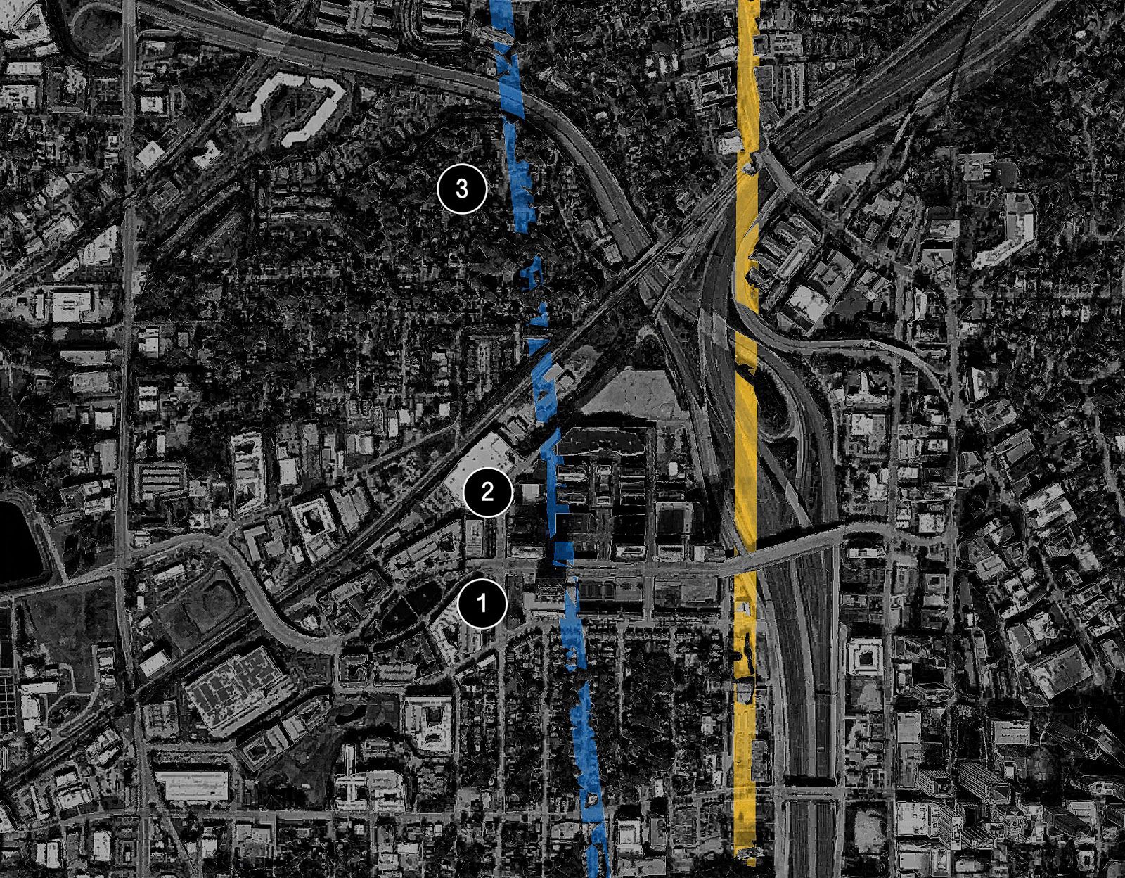 Поле Университета штата Джорджия с высоты птичьего полёта.