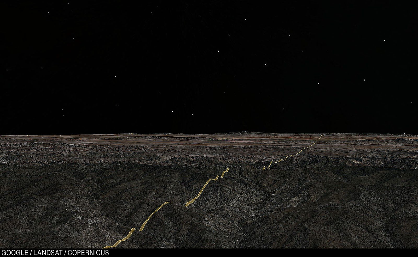 Поле Южной Джорджии проходит по горам на западе.