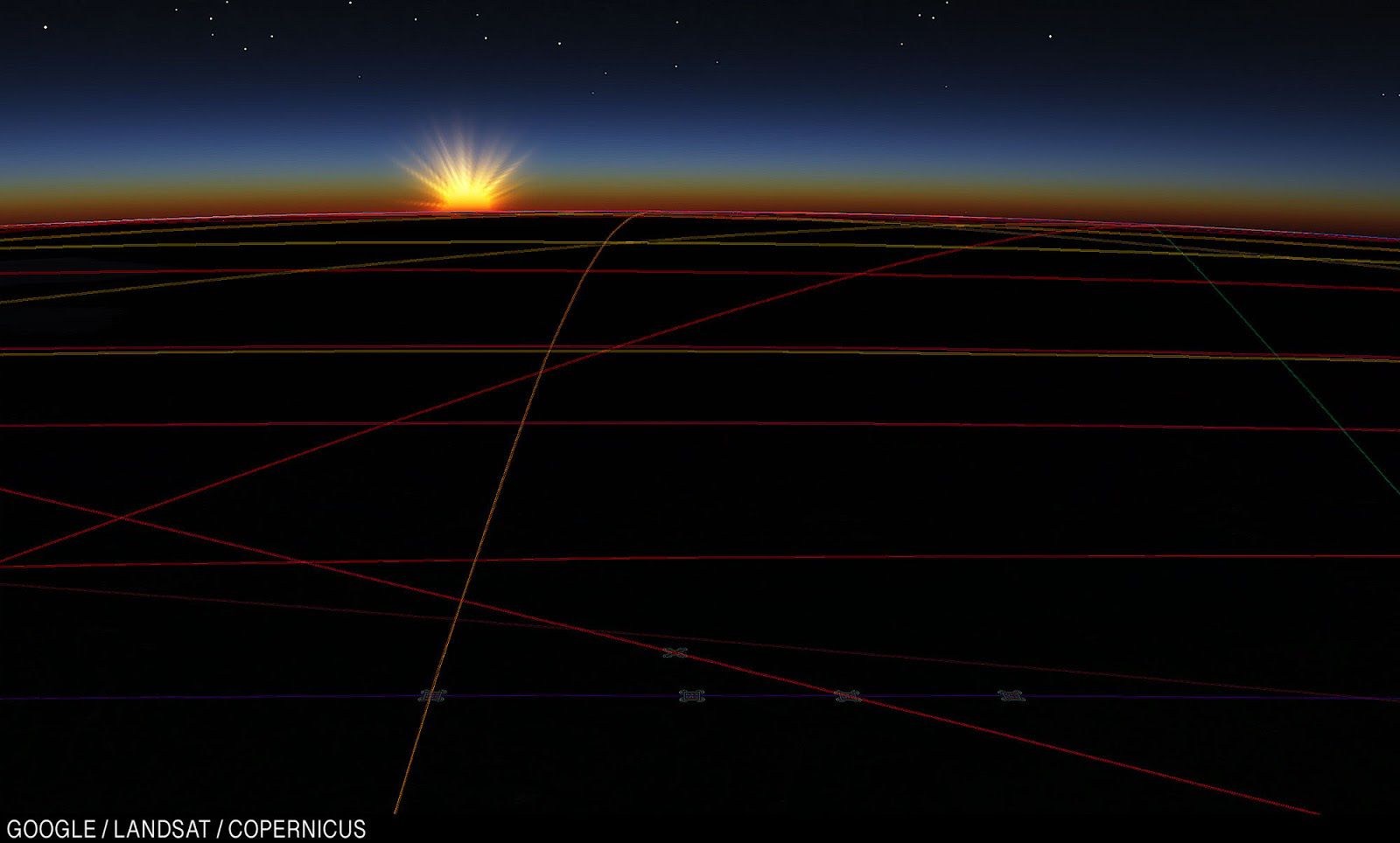 Закат над Соединёнными Штатами.