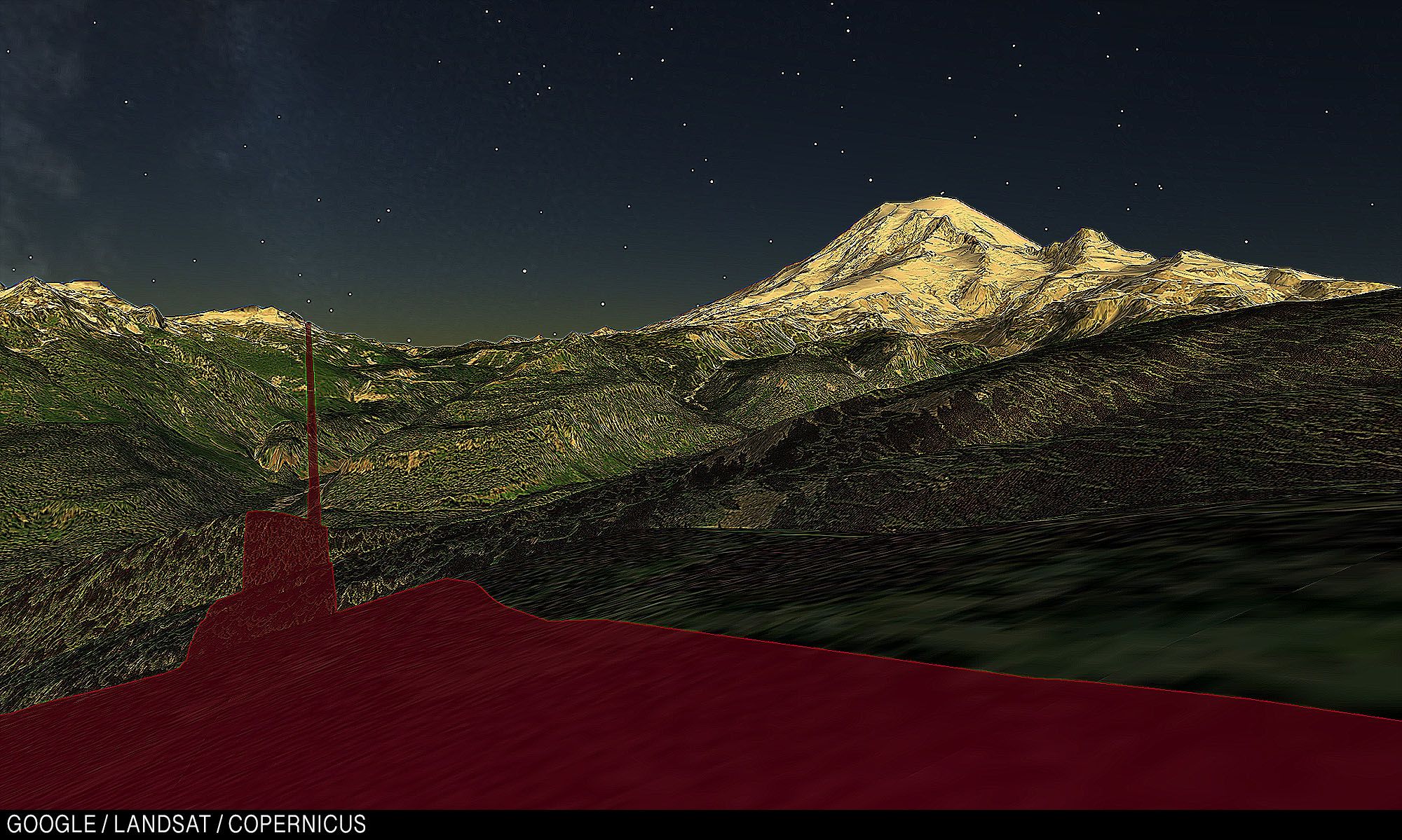 Поле Университета штата Вашингтон в окрестностях горы Рейнир.