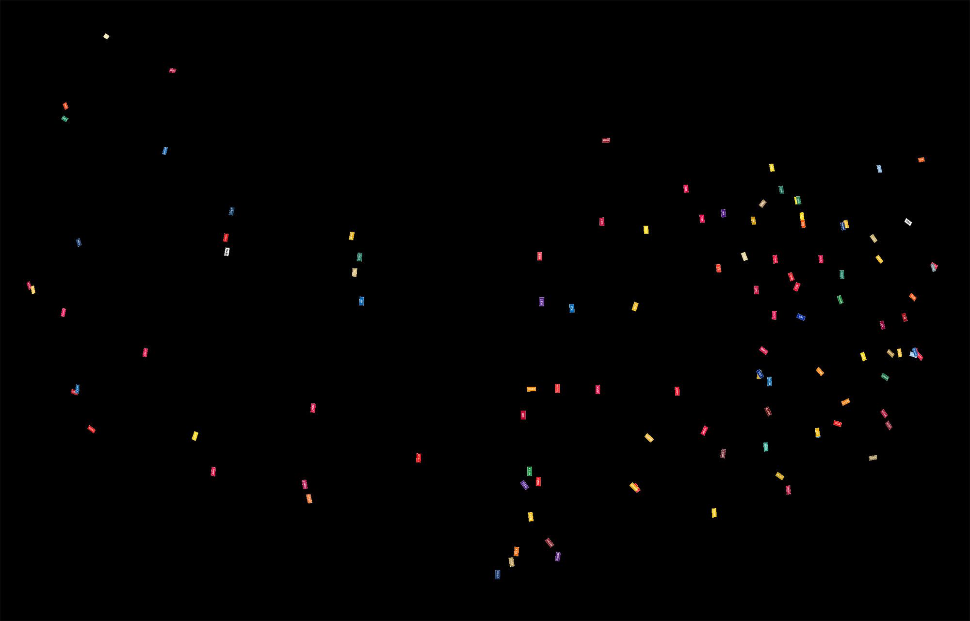 Домашние стадионы всех команд на карте США.